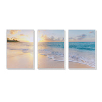 Thumbnail for Wall Art 70cmx100cm Ocean and beach 3 Sets White Frame Canvas