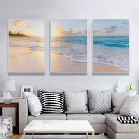Thumbnail for Wall Art 70cmx100cm Ocean and beach 3 Sets White Frame Canvas