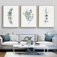 Thumbnail for Wall Art 70cmx100cm Eucalyptus Plant 3 Sets Gold Frame Canvas