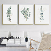 Thumbnail for Wall Art 80cmx120cm Eucalyptus Plant 3 Sets Gold Frame Canvas