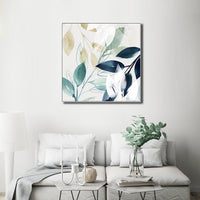 Thumbnail for Wall Art 60cmx60cm Watercolour style leaves 2 Sets White Frame Canvas