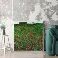 Thumbnail for Wall Art 60cmx60cm Field of Poppies by Gustav Klimt White Frame Canvas