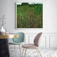 Thumbnail for Wall Art 60cmx60cm Field of Poppies by Gustav Klimt White Frame Canvas