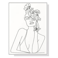 Thumbnail for Wall Art 60cmx90cm Line Art Girl White Frame Canvas