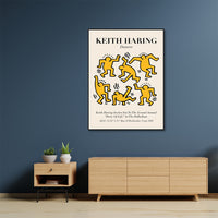Thumbnail for Wall Art 60cmx90cm Keith Haring Dancer Yellow Black Frame Canvas