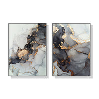 Thumbnail for Wall Art 60cmx90cm Black Splash 2 Sets Black Frame Canvas