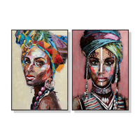 Thumbnail for Wall Art 80cmx120cm African women 2 Sets Black Frame Canvas