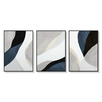 Thumbnail for Wall Art 90cmx135cm Abstract Navy Blue 3 Sets Black Frame Canvas