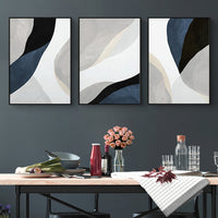 Thumbnail for Wall Art 90cmx135cm Abstract Navy Blue 3 Sets Black Frame Canvas