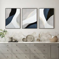 Thumbnail for Wall Art 40cmx60cm Abstract Navy Blue 3 Sets Black Frame Canvas