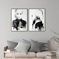 Thumbnail for Wall Art 40cmx60cm Watercolor Sketch 2 Sets Black Frame Canvas