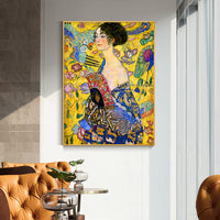 Thumbnail for Wall Art 70cmx100cm Lady With A fan By Klimt Gold Frame Canvas