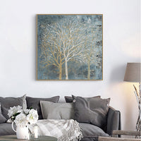 Thumbnail for Wall Art 90cmx90cm Forest In The Twilight Trees Gold Frame Canvas