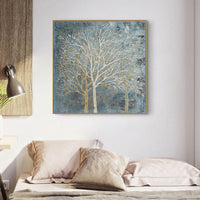 Thumbnail for Wall Art 90cmx90cm Forest In The Twilight Trees Gold Frame Canvas