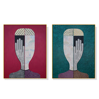 Thumbnail for Wall Art 70cmx100cm Abstract Man And Woman 2 Sets Gold Frame Canvas