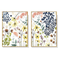 Thumbnail for Wall Art 100cmx150cm Flower Composition 2 Sets Gold Frame Canvas
