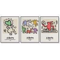 Thumbnail for Wall Art 40cmx60cm Keith Haring Pop Art 3 Sets Black Frame Canvas