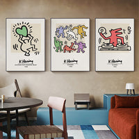 Thumbnail for Wall Art 40cmx60cm Keith Haring Pop Art 3 Sets Black Frame Canvas