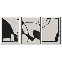 Thumbnail for Wall Art 70cmx100cm Black Beige 3 Sets Black Frame Canvas