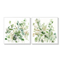 Thumbnail for Wall Art 40cmx40cm  Sage Garden By Carol Robinson 2 Sets White Frame Canvas