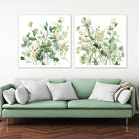 Thumbnail for Wall Art 40cmx40cm  Sage Garden By Carol Robinson 2 Sets White Frame Canvas