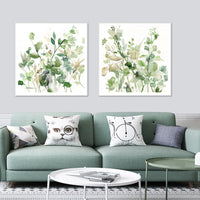 Thumbnail for Wall Art 70cmx70cm Sage Garden By Carol Robinson 2 Sets White Frame Canvas
