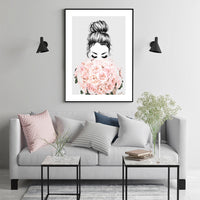 Thumbnail for Wall Art 100cmx150cm Roses Girl Black Frame Canvas