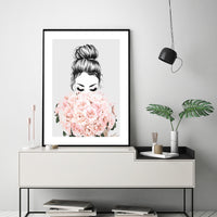 Thumbnail for Wall Art 50cmx70cm Roses Girl Black Frame Canvas