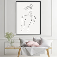 Thumbnail for Wall Art 40cmx60cm Woman Back Line Art Black Frame Canvas