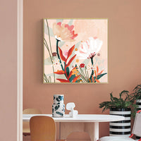 Thumbnail for Wall Art 100cmx100cm Native Floral Gold Frame Canvas