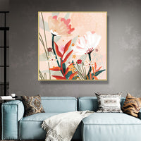 Thumbnail for Wall Art 100cmx100cm Native Floral Gold Frame Canvas
