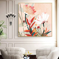 Thumbnail for Wall Art 80cmx80cm Native Floral Gold Frame Canvas
