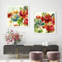 Thumbnail for Wall Art 90cmx90cm Rosewater Garden By Carol Robinson 2 Sets White Frame Canvas