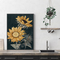 Thumbnail for Wall Art 90cmx135cm Sunflowers Black Frame Canvas