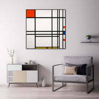 Thumbnail for Wall Art 90cmx90cm Abstract Art By Piet Mondrian Black Frame Canvas