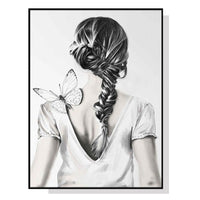 Thumbnail for Wall Art 90cmx135cm Woman Back With Butterfly Black Frame Canvas