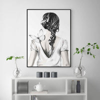Thumbnail for Wall Art 90cmx135cm Woman Back With Butterfly Black Frame Canvas