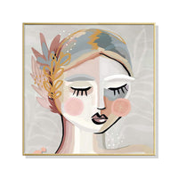 Thumbnail for Wall Art 90cmx90cm Calm Girl Gold Frame Canvas