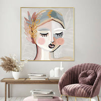 Thumbnail for Wall Art 70cmx70cm Calm Girl Gold Frame Canvas