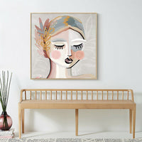 Thumbnail for Wall Art 80cmx80cm Calm Girl Gold Frame Canvas