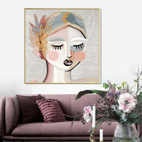 Thumbnail for Wall Art 80cmx80cm Calm Girl Gold Frame Canvas