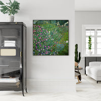 Thumbnail for Wall Art 100cmx100cm Italian garden by Gustav Klimt Black Frame Canvas