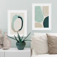 Thumbnail for Wall Art 90cmx135cm Abstract Green Circle 2 Sets White Frame Canvas