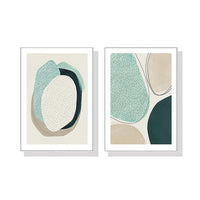 Thumbnail for Wall Art 100cmx150cm Abstract Green Circle 2 Sets White Frame Canvas
