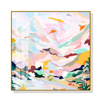 Thumbnail for Wall Art 90cmx90cm Abstract Pink Mountain Hand Painted Style Gold Frame Canvas