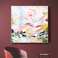Thumbnail for Wall Art 100cmx100cm Abstract Pink Mountain Hand Painted Style Gold Frame Canvas