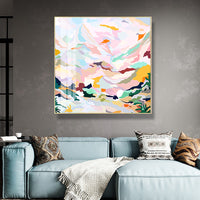 Thumbnail for Wall Art 60cmx60cm Abstract Pink Mountain Hand Painted Style Gold Frame Canvas