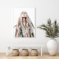 Thumbnail for Wall Art 100cmx150cm BOHO Girl White Frame Canvas