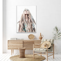 Thumbnail for Wall Art 70cmx100cm BOHO Girl White Frame Canvas