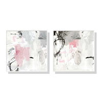 Thumbnail for Wall Art 90cmx90cm Abstract Pink Grey 2 Sets White Frame Canvas